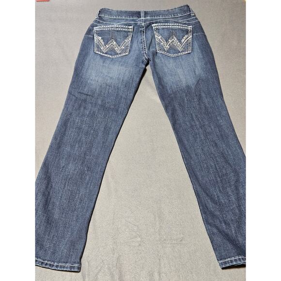 Wrangler Jeans Womens 5x32 Blue Boot Cut Western Cowgirl Rancher Rodeo Bedazzled - Picture 1 of 13